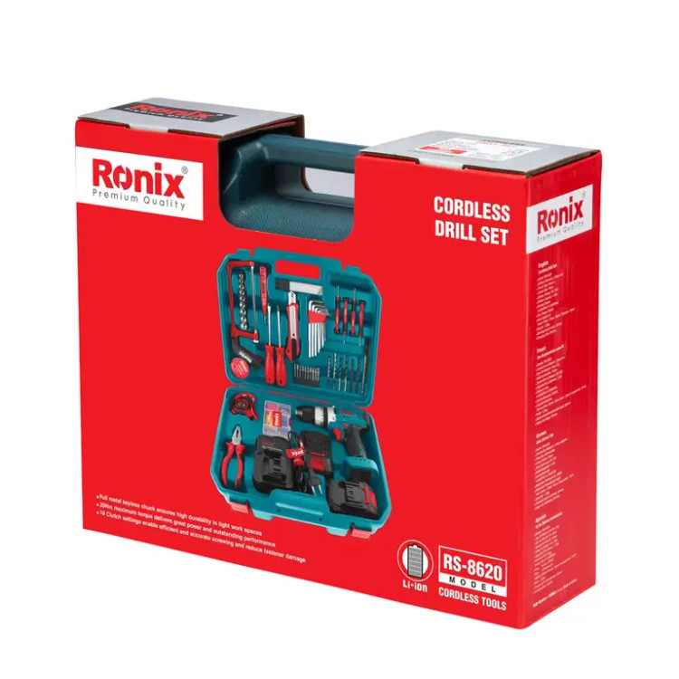 کیت دریل شارژی رونیکس مدل RS8620 دو باتری ۲۰ ولت