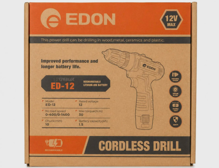 دریل شارژی ادون ۱۲ ولت تک باتری مدل ED-12C