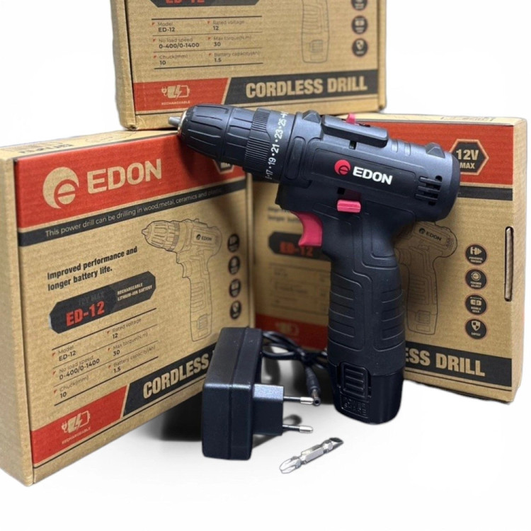 دریل شارژی ادون ۱۲ ولت تک باتری مدل ED-12C